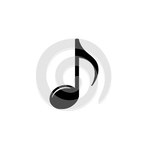 Single Black Eighth Note on White Background, Simple Music Notation Design