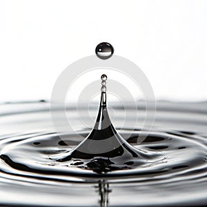 Black water drop isolated on white background