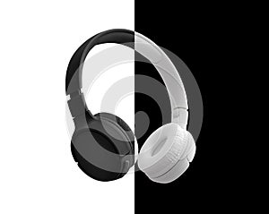 Single black and white bluetooth wireless headphones