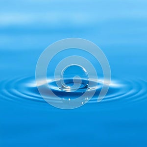 Single Blue Bubble on Water photo