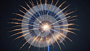 Single blue firework exploding, intense radiant detail, background, fireworks, power