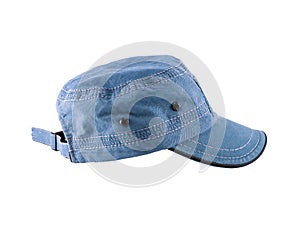 single blue jean canvas cap isolated on white background