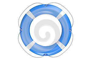 Single blue lifebuoy closeup