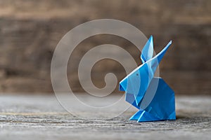 Single Blue Origami Easter Bunny