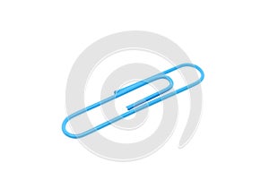 Single blue paper clip on a white background. One paper clip image