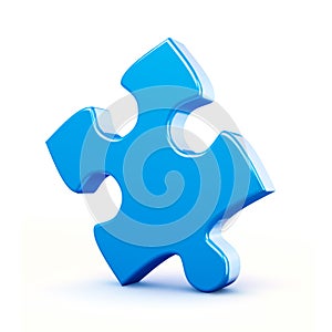 Single blue puzzle piece isolated