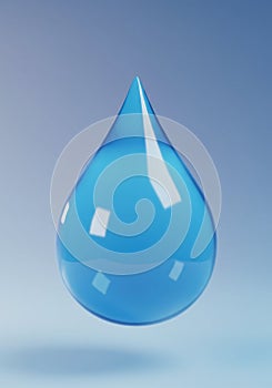 Single Blue Water Drop on Gradient Background
