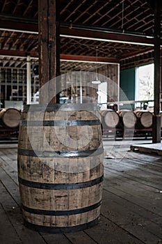 Single Bourbon Barrel Stands Alone