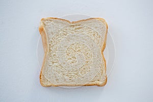 Single bread slice on white background