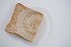Single bread slice on white background