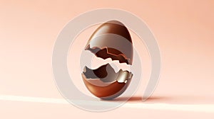 Single broken eggshell on a plain surface