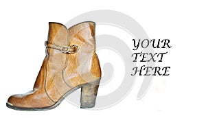 Single brown cowboy boot
