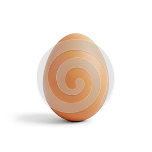 Single brown egg casting a soft shadow on a clean white surface