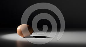 Single Brown Egg in a Dramatic Spotlight