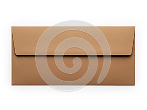 A single brown envelope on a white background isolated on white background