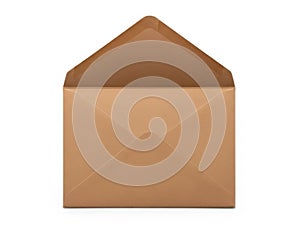 Single brown envelope on white background isolated on white background