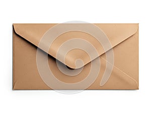 Single brown envelope on white background isolated on white background