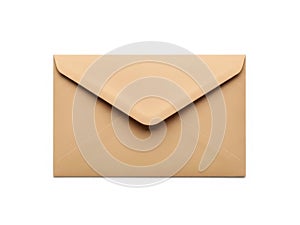 Single brown envelope on white background isolated on white background