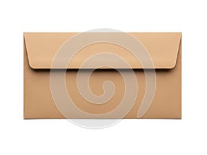 Single brown envelope on white background isolated on white background