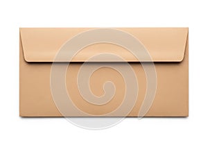Single brown envelope on white background isolated on white background