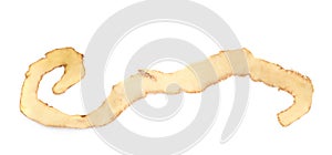 Single brown potato peel isolated