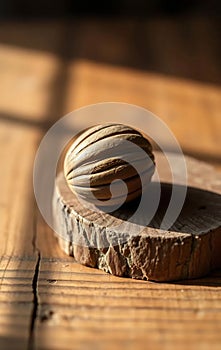 Single Brown Walnut on Wood