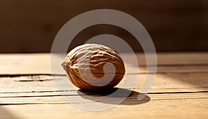 Single Brown Walnut on Wood