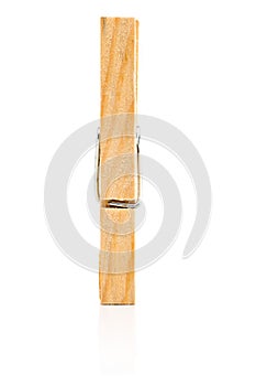 Single brown wooden clothespin