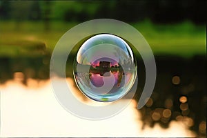 single bubble with reflection a single bubble with a reflection photo