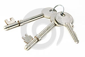 Single bunch of keys isolated on a white background