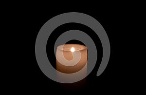 Single candle in darkness