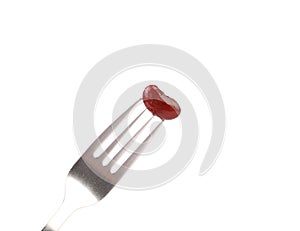 Single canned bean on fork