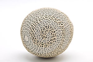 Single cantaloupe melon on white