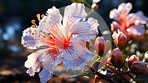 A single Caper Bush flower infront closeup view