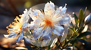 A single Caper Bush flower infront closeup view