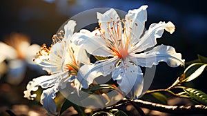 A single Caper Bush flower infront closeup view