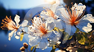 A single Caper Bush flower infront closeup view