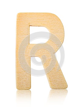 Single capital block wooden letter R.