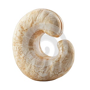 Single cashew nut, isolated on black background