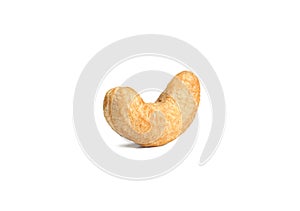 Single cashew nut isolated on white background
