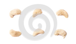 Single cashew nuts isolated