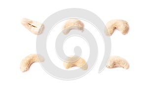 Single cashew nuts isolated