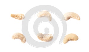 Single cashew nuts isolated