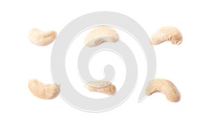 Single cashew nuts isolated