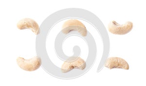 Single cashew nuts isolated