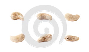 Single cashew nuts isolated