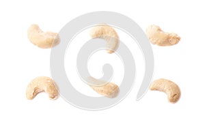 Single cashew nuts isolated