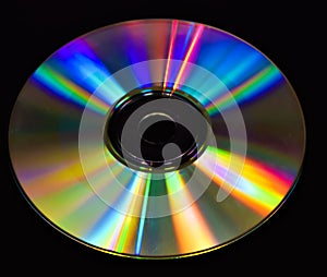 Single CD DVD disc detail with black background