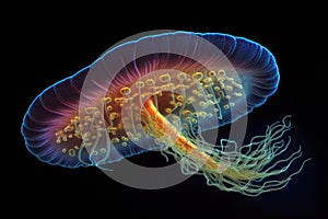 single-celled amoeba with pseudopodia in motion