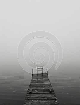 Single Chair on Dock in Lake